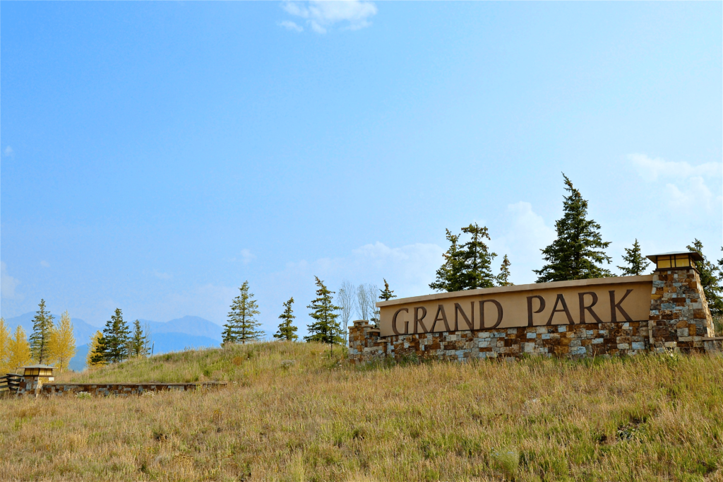 The entry sign to Grand Park, Fraser, Colorado.