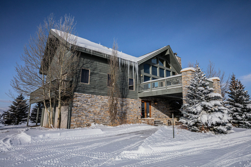 Outside of Hidden River Ranch Home in Winter