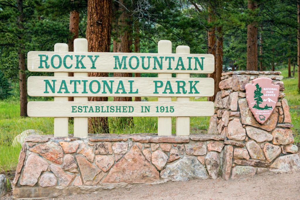 Rocky Mountain National Park Entrance sign